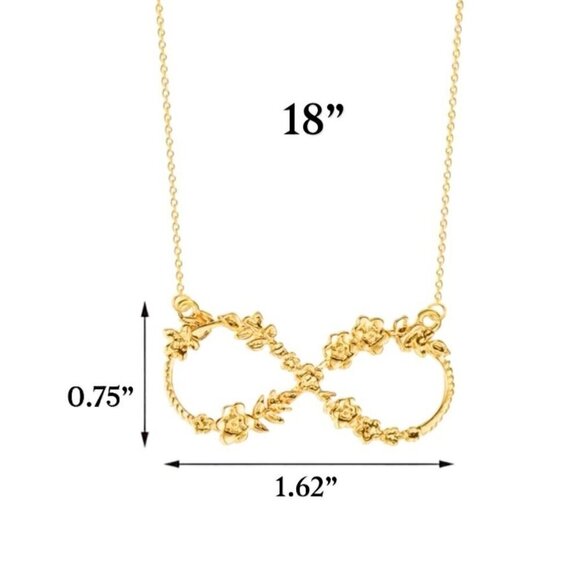 NWT 24K Gold Plated Flower Infinity Pendant Necklace 18” - Picture 9 of 13